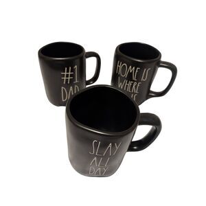 Rae Dunn Artisan Collection Black Mugs Set of 3 Dad Bold Lettering